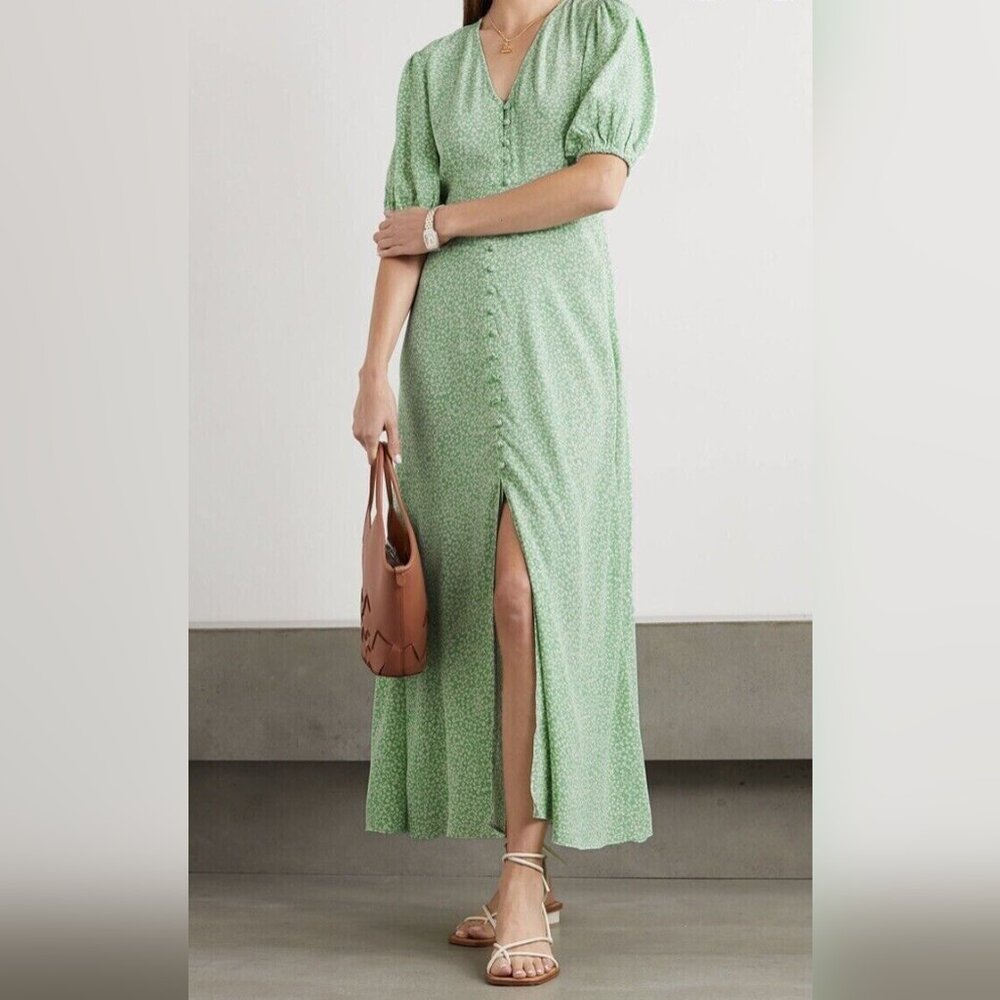 Rixo Staci dress – Green Tea-Length Dress (US 6/UK 10)